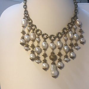 Custom Made Pearl & Gold Statement Necklace